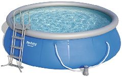Fast Set Pool Komplettset rund, mit Kartuschenfilterpumpe,
Leiter, Boden- & Abdeckplane, 457×122 cm,
blau